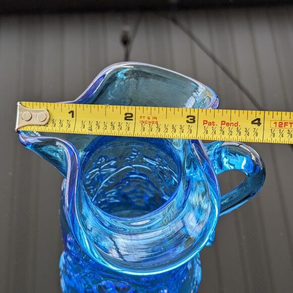 Vintage Ruffled Rim 6" Mini Pitcher/Creamer in Blue Grape Embossed Pattern - Picture 11 of 11